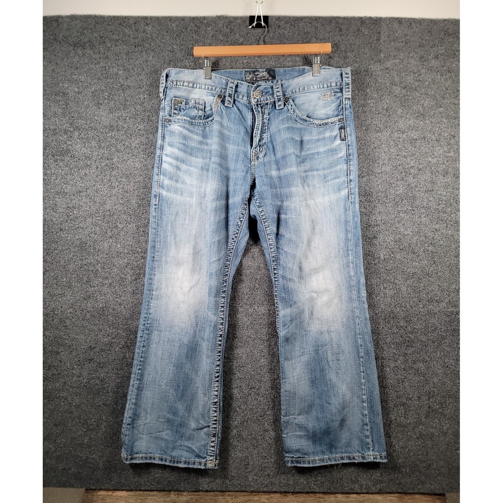 Silver Jeans Zac Mens 36x30 (Fits 38x29) Relaxed Straight Leg Jeans Stretch Y2K